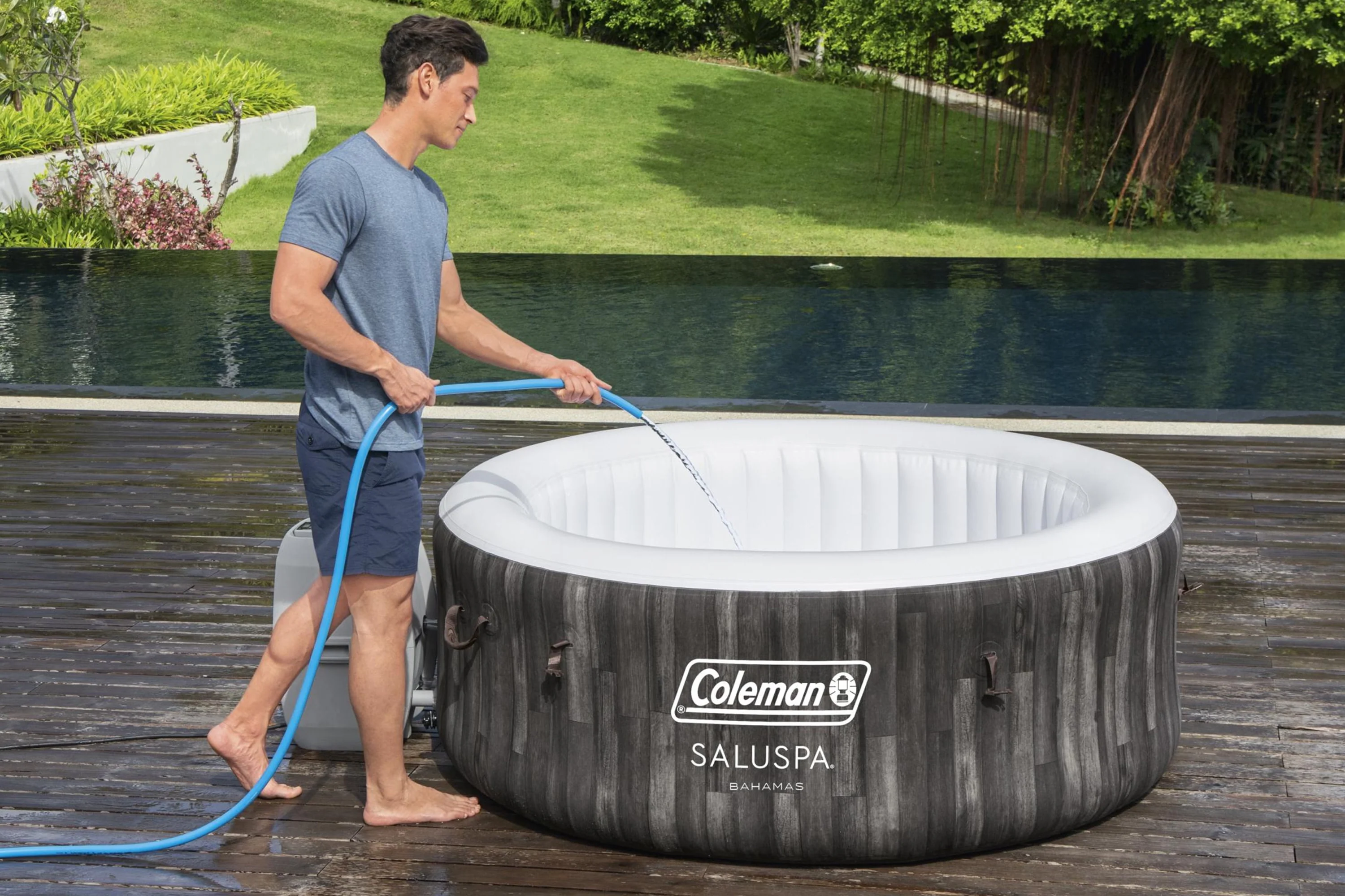 Coleman 71 x 26 Bahamas AirJet Spa Outdoor 177 gal. Inflatable Hot Tub, Max Temperature of 104˚F