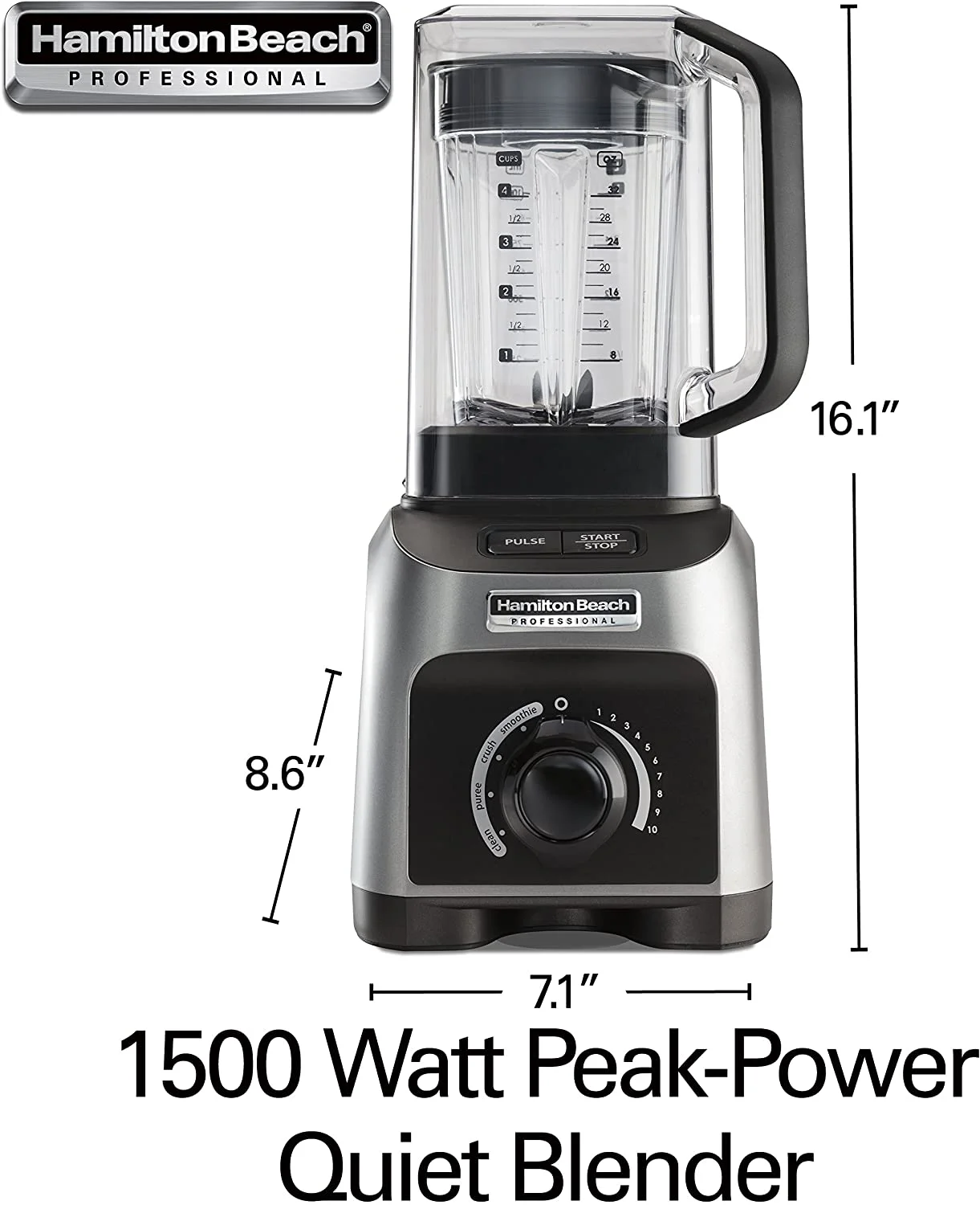 Hamilton Beach Professional 1500 W Blender, Quiet Shield, 32 oz Capacity - 58870