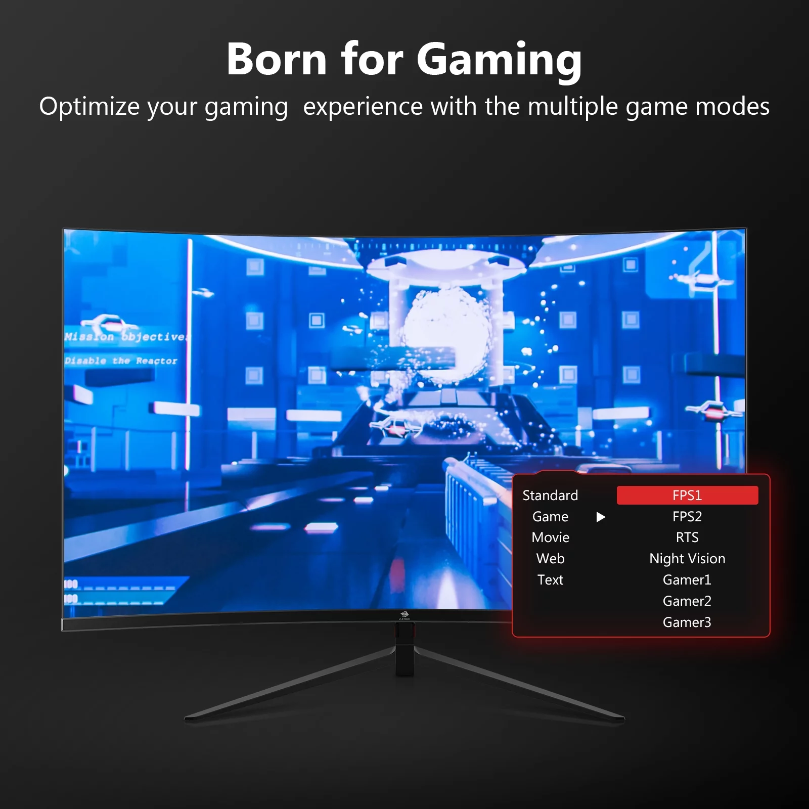 Z-EDGE UG27 27-Inch LED Curved Gaming Monitor 200Hz(DP) 144Hz(HDMI) 1ms Full HD 1920x1080 HDMI DP Port
