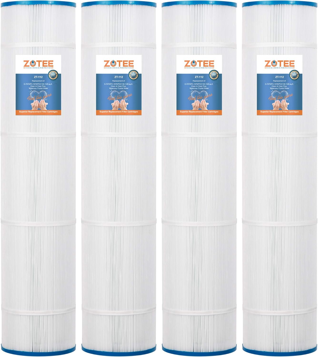 ZOTEE PCC130-PAK4 Pool Filter Cartridge Replaces Clean and Clear Plus 520, C-7472, Darlly 71252,FC-1978, 817-0143, PLFPCC130, 4 Pack