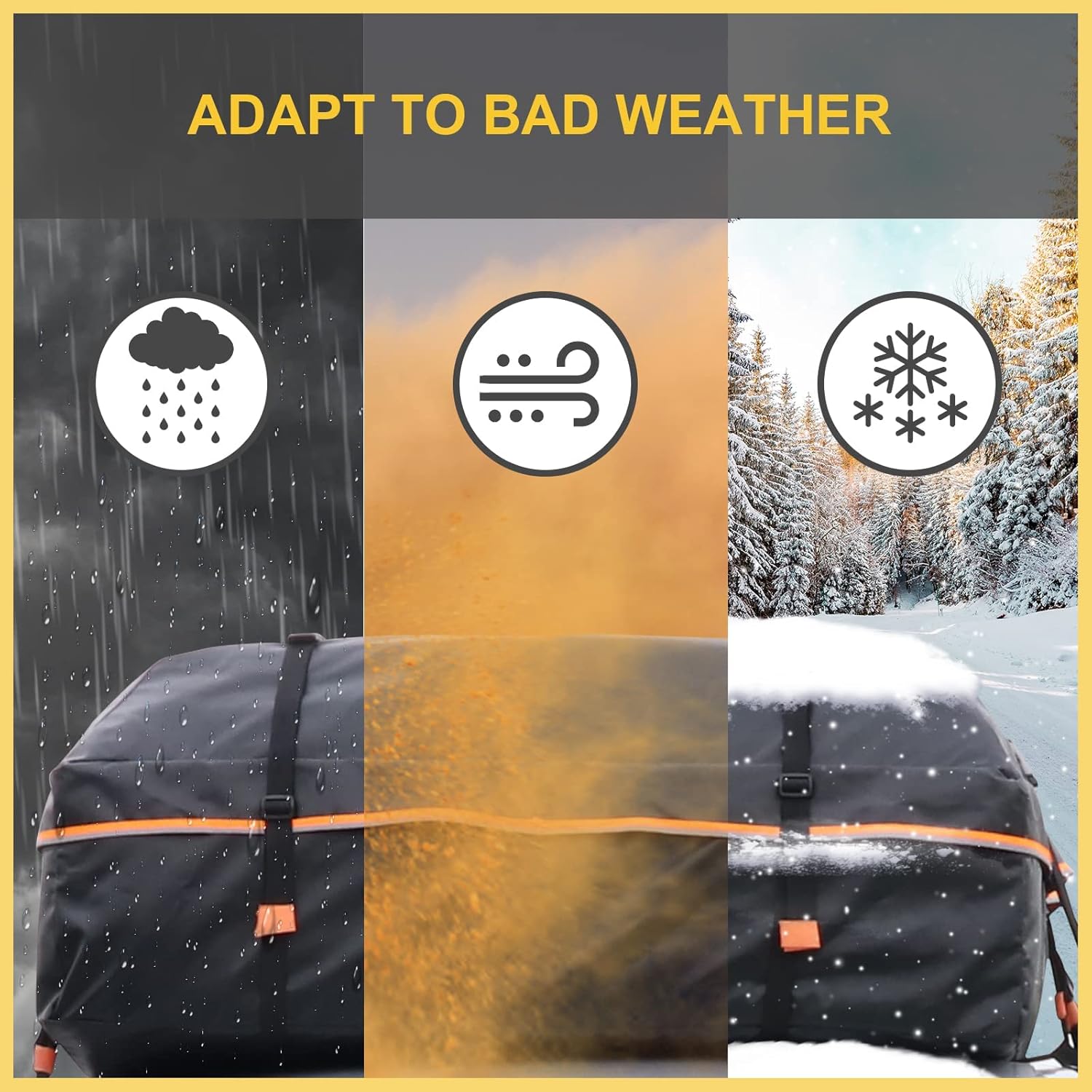 SOCAUNY Car Rooftop Carrier Soft Cargo Box 20 Cubic Feet Roof Bag Car Waterproof with Reflective Strip Rooftop Carrier for Cars Without Roof Racks