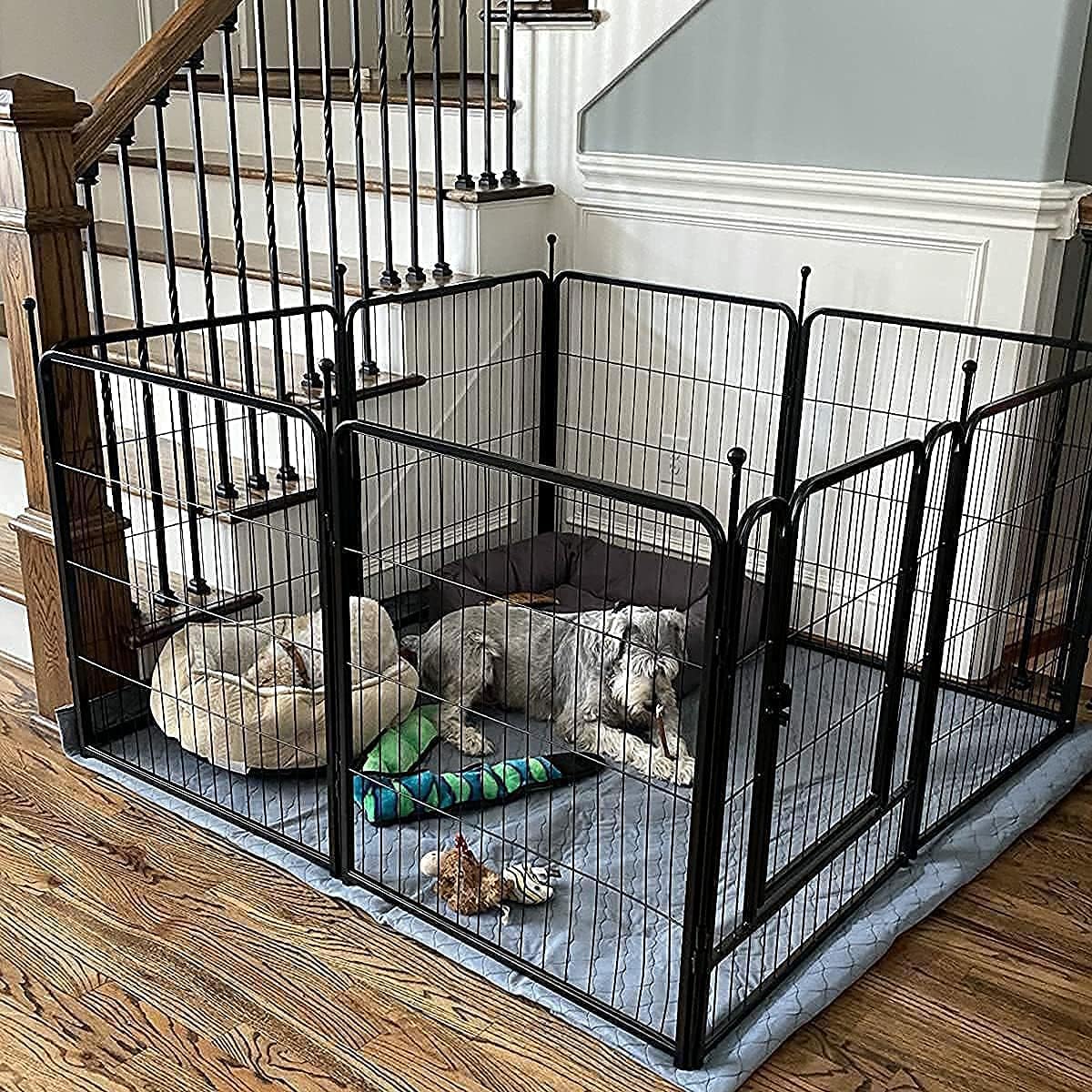 FXW Dog Pen Playpen, 8/32 Panels Pet Fence Playpen Gate Cage Kennel Indoor Outdoor Yard RV Camping for Puppies Small/Medium/Large Dogs, 32 Height