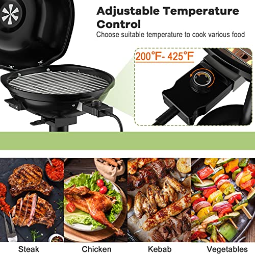 Giantex Electric BBQ Grill - 1600 Watts Portable Standing Grill with Removable Non-Stick Grilling Rack, Adjustable Temperature, Indoor & Outdoor Grill for Picnic Party, Camping