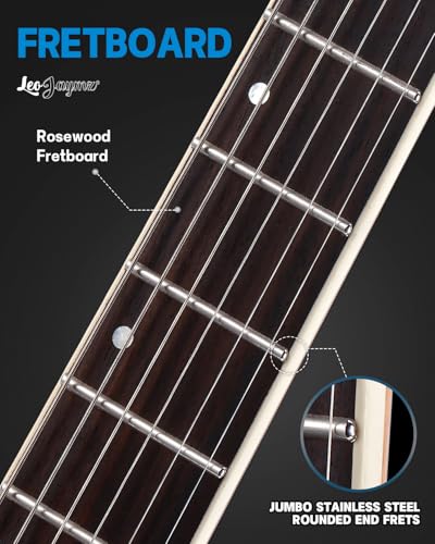 Leo Jaymz Electric Guitar Monsoon Series,Reverse Headstock,Mahogany Body,Roasted Maple Neck,Rosewood Fretboard,Locking Tuners,Rounded End Frets,AlnicoV Pickups,Fixed Bridge (Blue Flame)