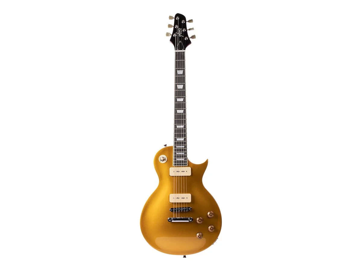Monoprice 66SB DLX Plus Mahogany Electric Guitar with Gig Bag, Gold Top, 6 Strings, Single?Cutaway Solid Body - Indio Series - Curated Treasures Market