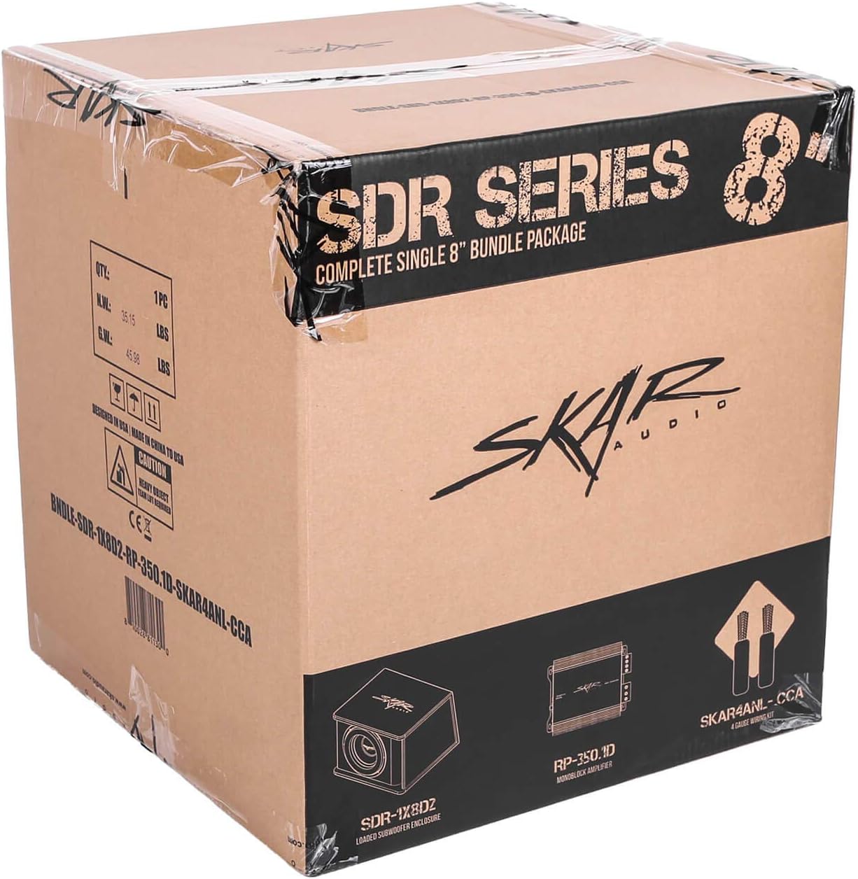 Skar Audio Single 8" Complete 700 Watt SDR Series Subwoofer Bass Package - Includes Loaded Enclosure with Amplifier
