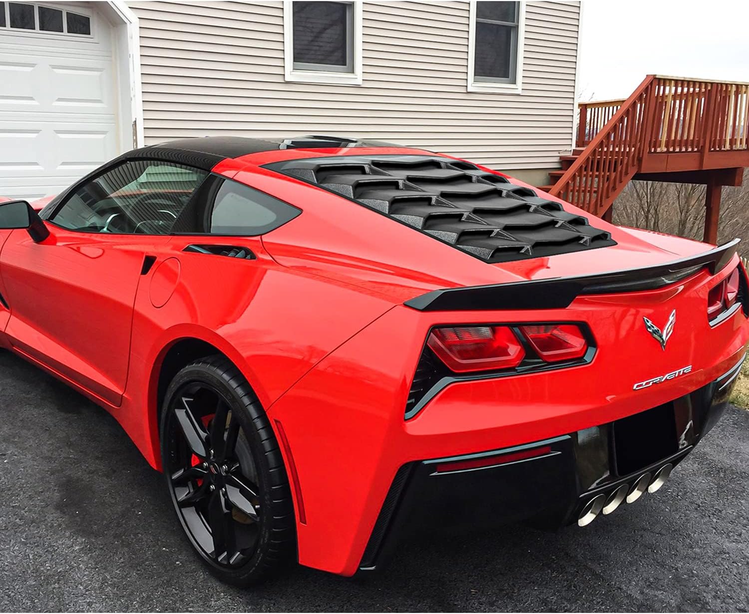 C7 Rear Window Louver Windshield Sunshade Cover for 2014-2019 C7 Corvette Stingray Grand Sport Z51 Z06 ZR1 in GT Lambo Style ABS (Matte Black)