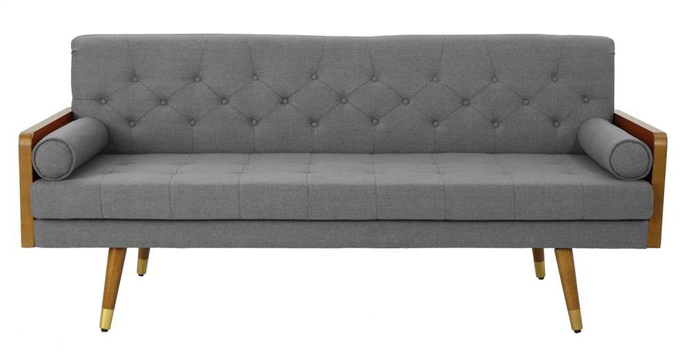 Noble House Jalon Mid Century Sofa in Gray