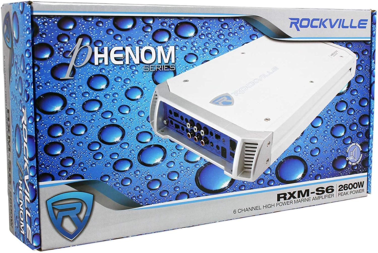 Rockville RXM-S6 Marine/Boat 6 Channel Amplifier 2600 Watt Peak / 660w Dyno-Certified RMS with Status Mode LED Indicator