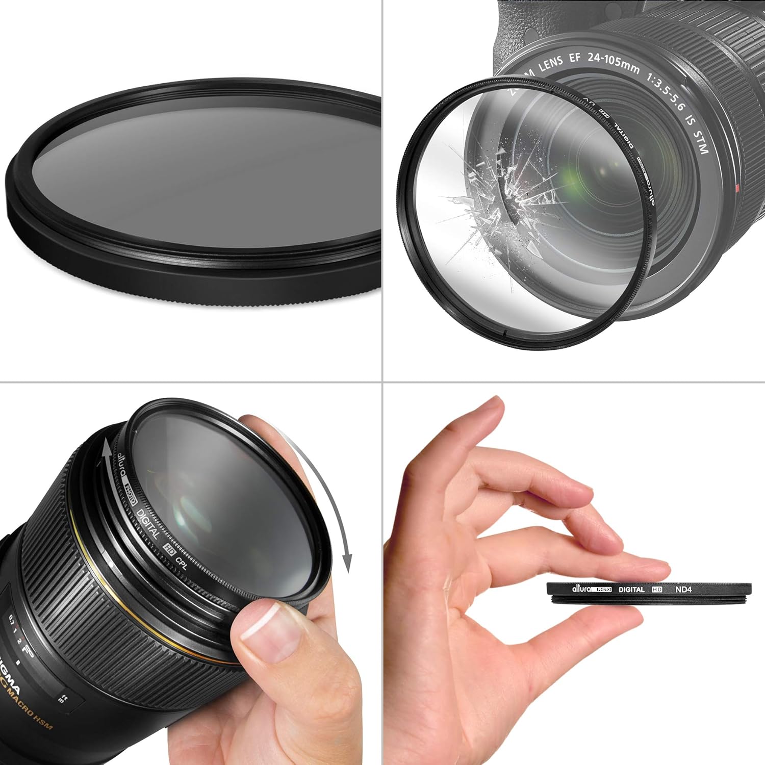 95MM Lens Filter Kit by Altura Photo, Includes 95MM ND Filter, 95MM CPL Filter, 95MM UV Filter, (UV, Polarizer Filter, Neutral Density ND4) for Camera Lens w 95MM Filter + Lens Filter Case