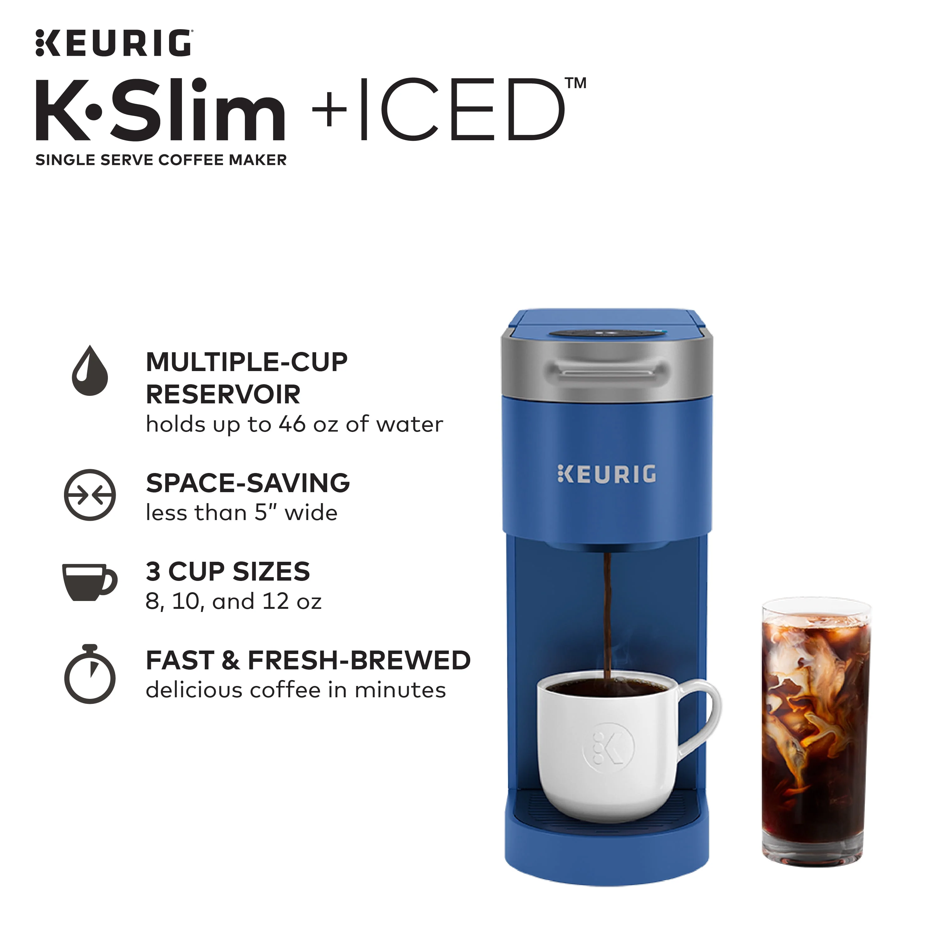 Keurig K-Slim + ICED Single-Serve Coffee Maker, Blue