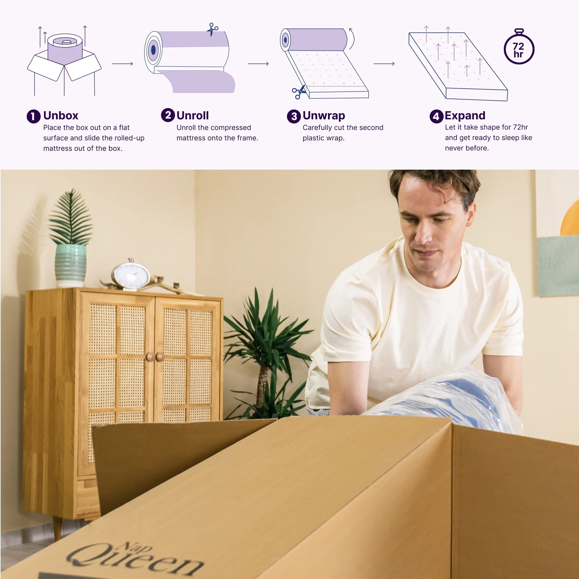 NapQueen Victoria 12" Medium Firm, Hybrid of Cooling Gel Infused Memory Foam and Pocket Spring Mattress, Queen Size