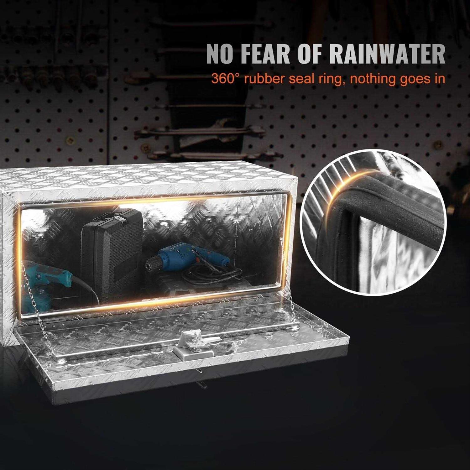 VEVOR Underbody Truck Box Pickup Storage Box, Heavy Duty Aluminum Diamond Plate Tool Box with Lock and Keys - Shop Hardware Tools Online Store
