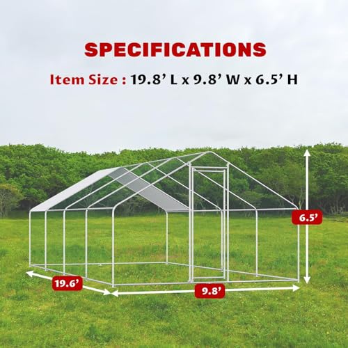 Large Chicken Coop for 20 Chickens Metal Chicken Run with Waterproof Cover for Walk-in Chicken Run for Yard Outdoor Poultry Cage