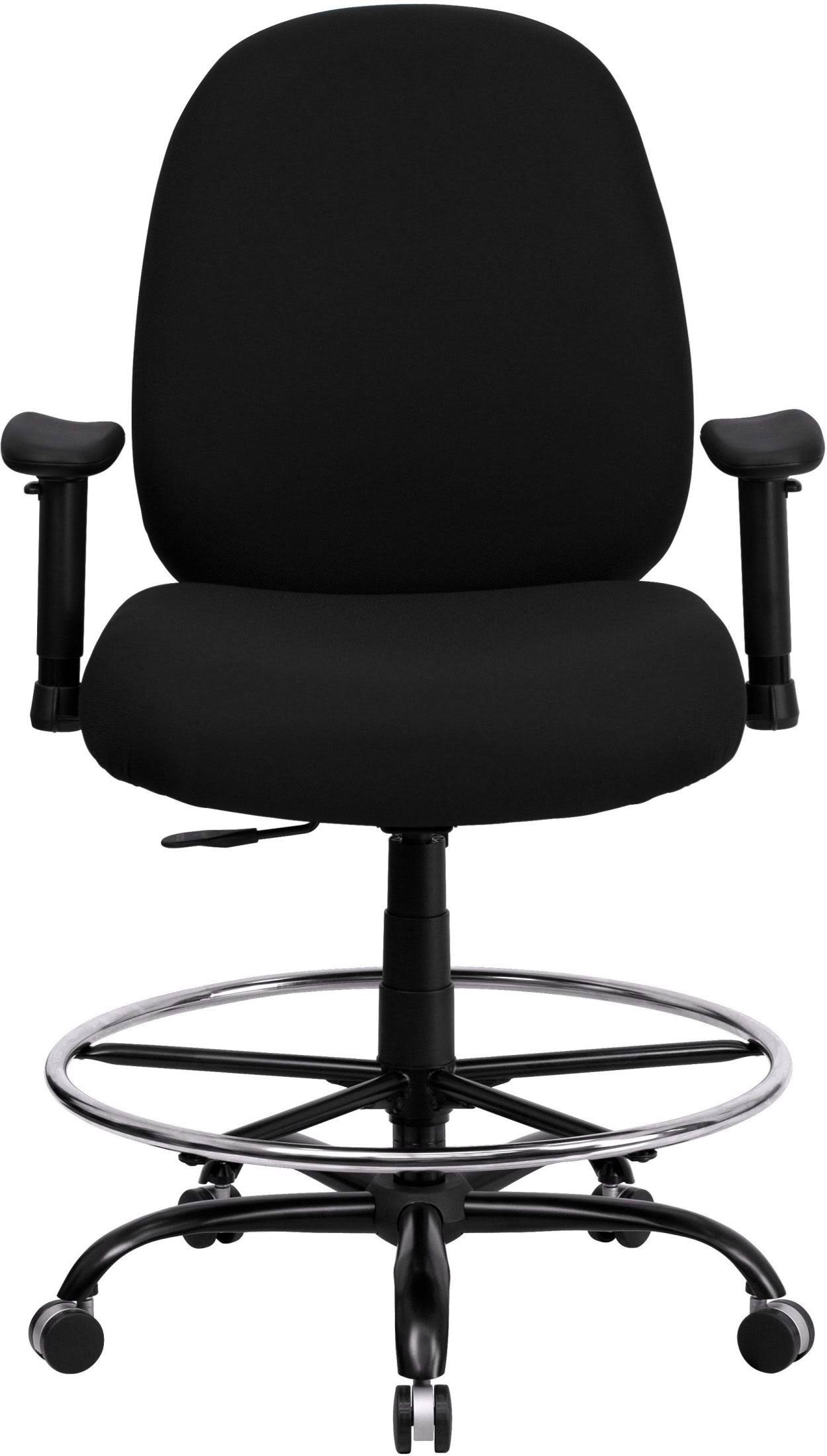 Flash Furniture Hercules Fabric Drafting Chair With Arms, Black
