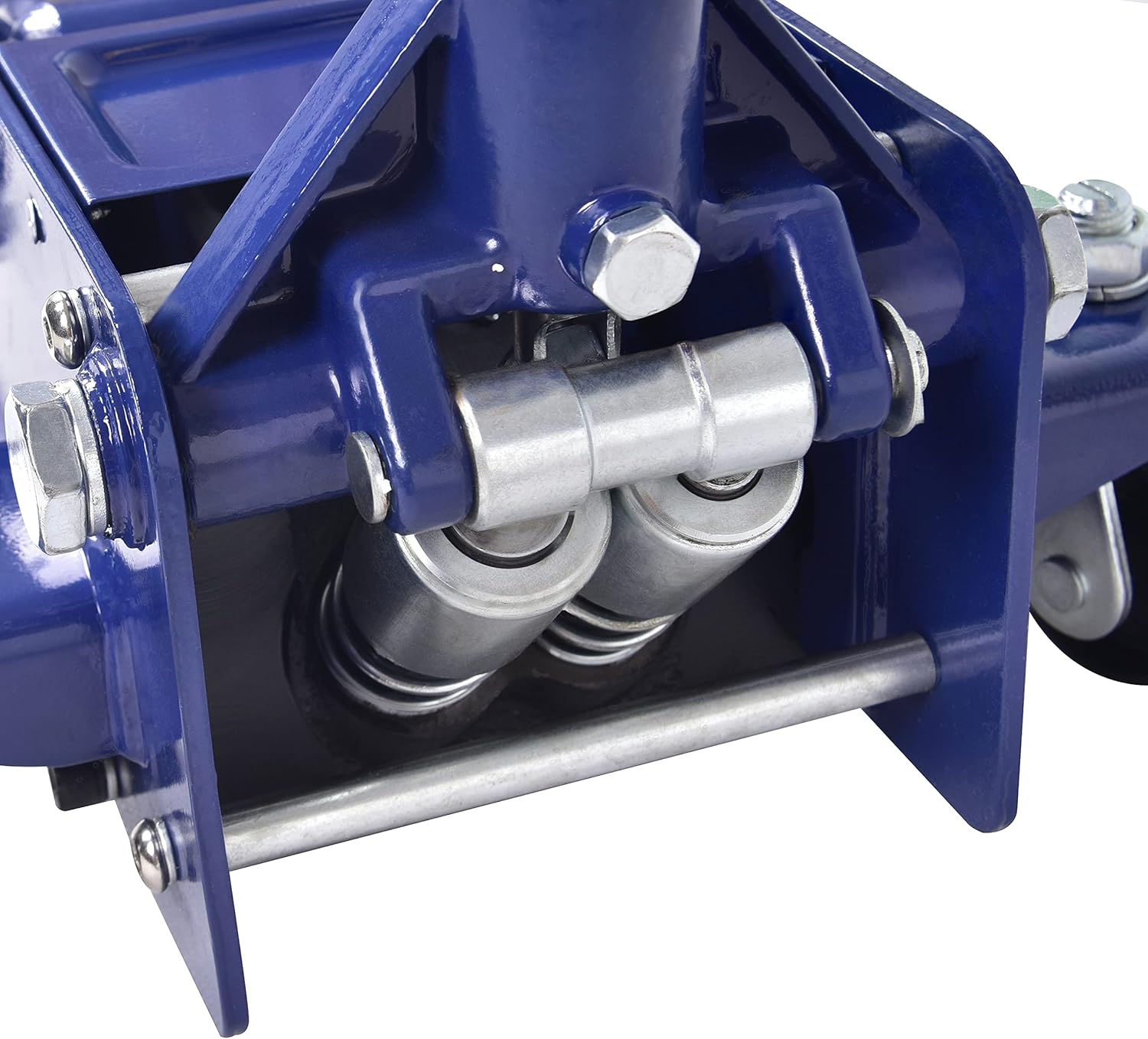 Aain® 3 Ton Heavy-Duty Floor Jack, Steel Hydraulic Jack with Double Pumps for Quick Lifting, Rotating Rear Casters, Blue