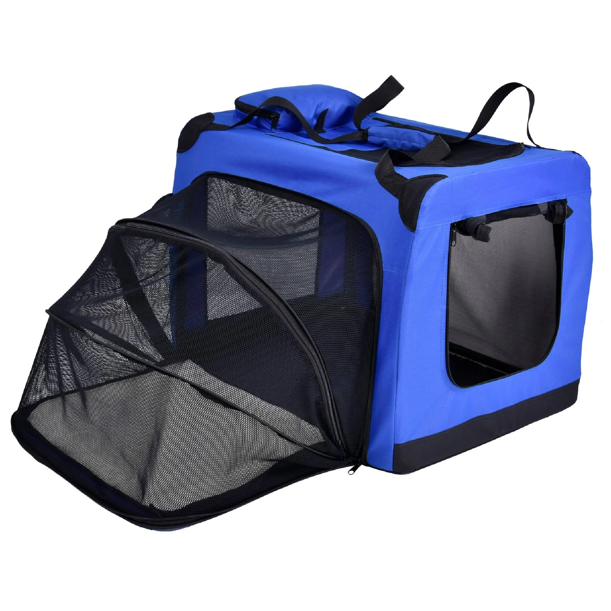 Pet Life &Hounda Accordion& Metal Framed Soft-Folding Collapsible Dual-Sided Expandable Pet Dog Crate (X-Large - Blue)