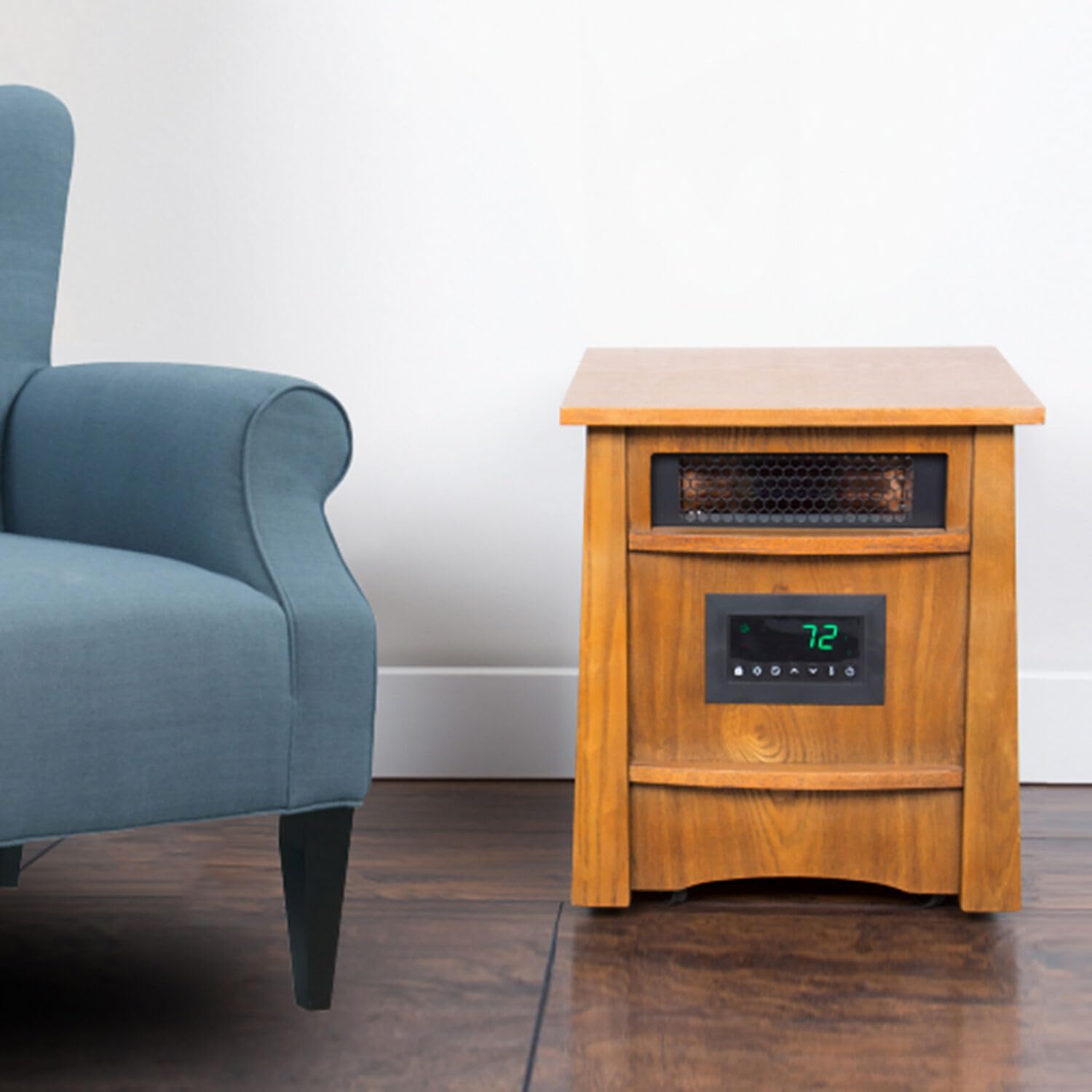 Lifesmart 8 Element Infrared Wood Cabinet Heater with Remote Control, Portable Infrared Cabinet Heater for Bedroom, Living Room, and Basement with Cool Touch Exterior Cabinet and Overheat Protection