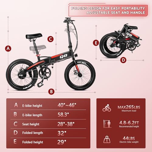 Electric Bike for Adults, Ebike, Electric Bicycle with 576WH Removable Battery,14"/20" Folding Ebike, 20MPH,20+ Miles(MAX),500W High Motor,Multi-Shock Absorption,UL 2849,Commuting Mini E Bikes