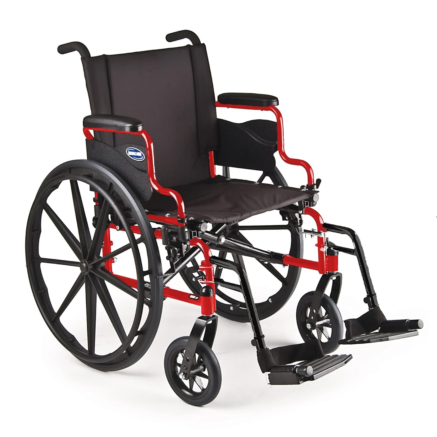 Invacare 9000 XT Wheelchair for Adults | Lightweight Long Term Folding | 16 Inch Seat | Footrests & Desk Arms | Electric Red