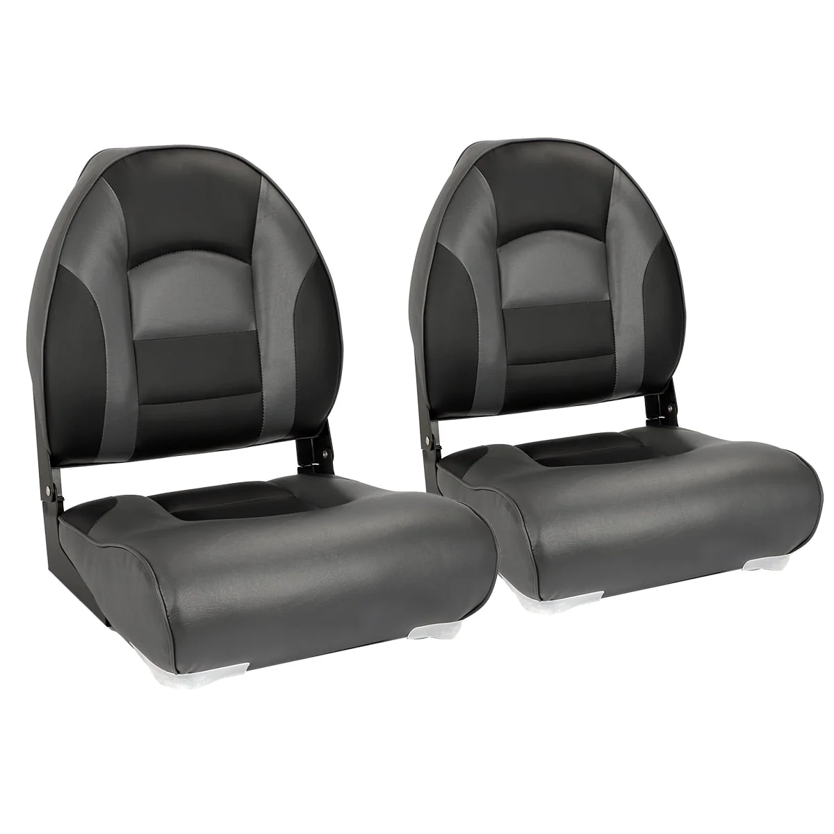 NORTHCAPTAIN S1 Pro Premium High Back Folding Boat Seat,Stainless Steel Screws Included,Charcoal/Black(2 Seats)