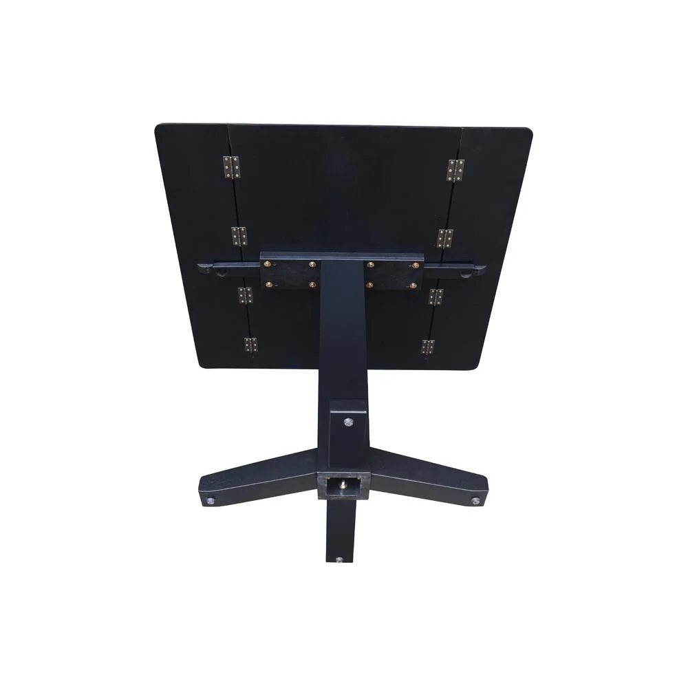 36" Solid Wood Square Dual Drop Leaf Dining Table in Black
