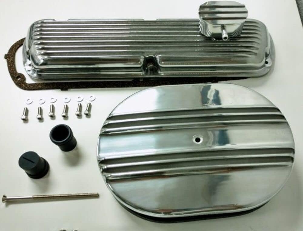 Finned Aluminum Engine Dress Up Kit, Compatible with Ford SBF V8 260 289 302 351W