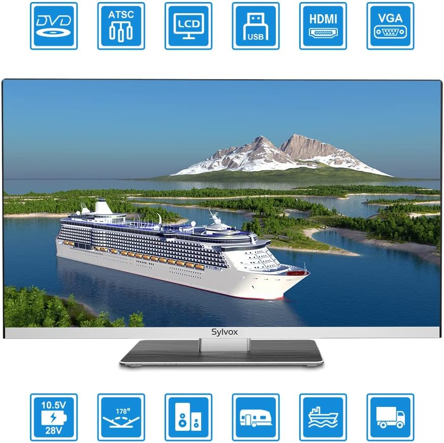SYLVOX RV TV, 32 inches 12/24V TV for RV 1080P Full HD Smart TV, Built-in APP Store, Support WiFi Bluetooth, Small Android TV for Car Home Camper Truck Boat(Limo Series, 2023)