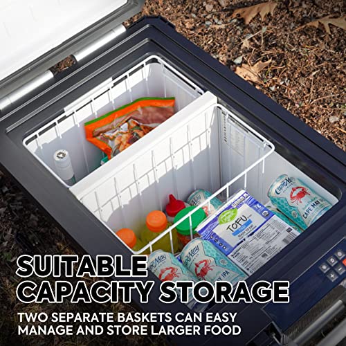 ICECO APL55 Dual Zone Portable Refrigerator, 55 Liter 12v refrigerator with SECOP Compressor, DC 12/24V, AC 110-240V, for Truck, Car and Home, -4℉~68℉