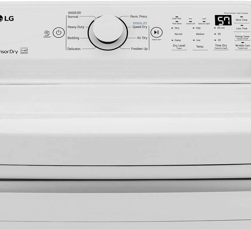 LG WT7005CW Ultra Large Capacity Top-Load Washer with TurboDrum - White with an LG DLE7000W Ultra Large Capacity Electric Dryer with Sensor Dry - White (2021)