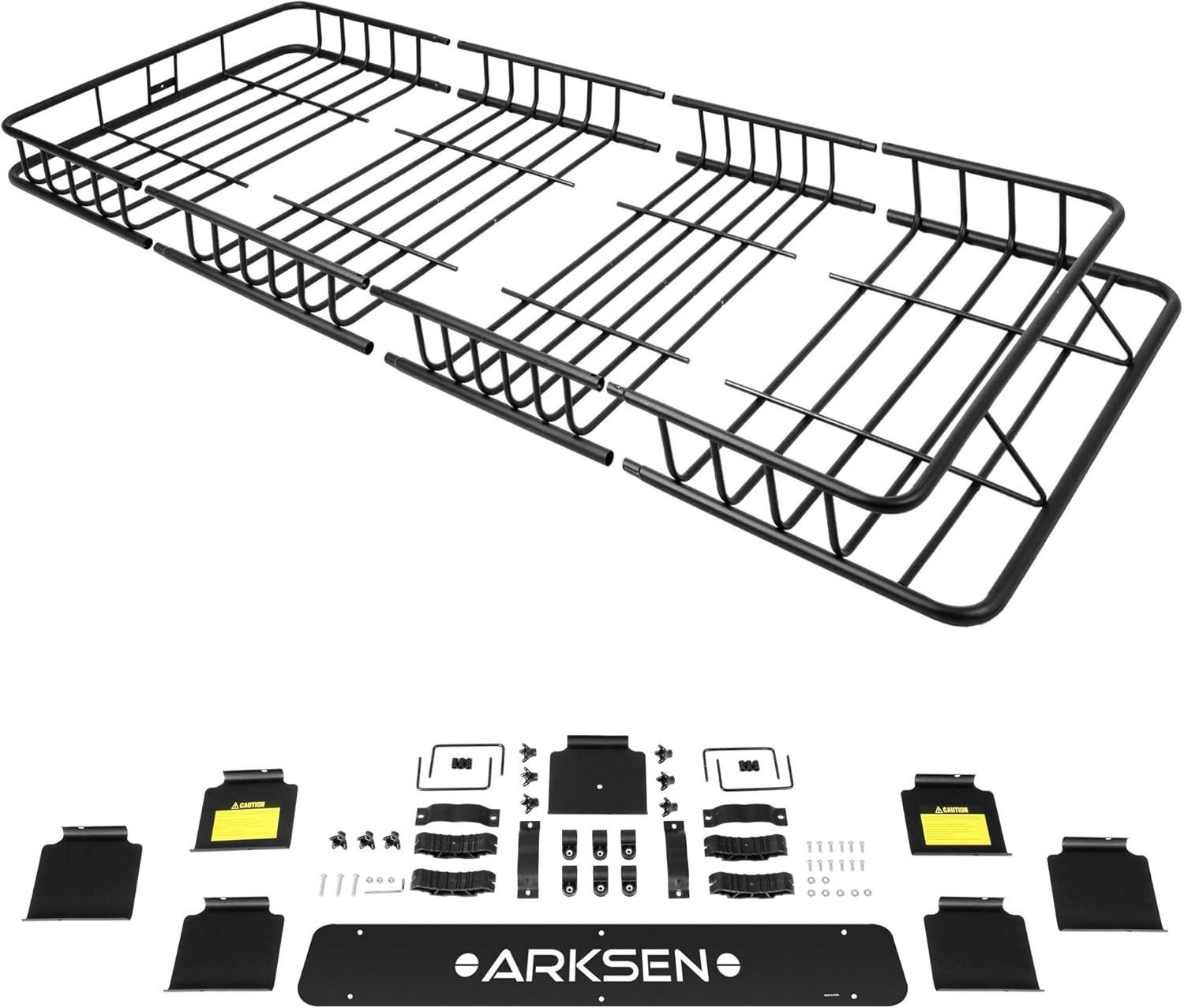ARKSEN 84 Inch Universal Roof Rack Cargo Basket with Extension Soft-Shell Rooftop Cargo Carrier with Waterproof Car Roof Bag for SUV, Trucks, & Cars - Black
