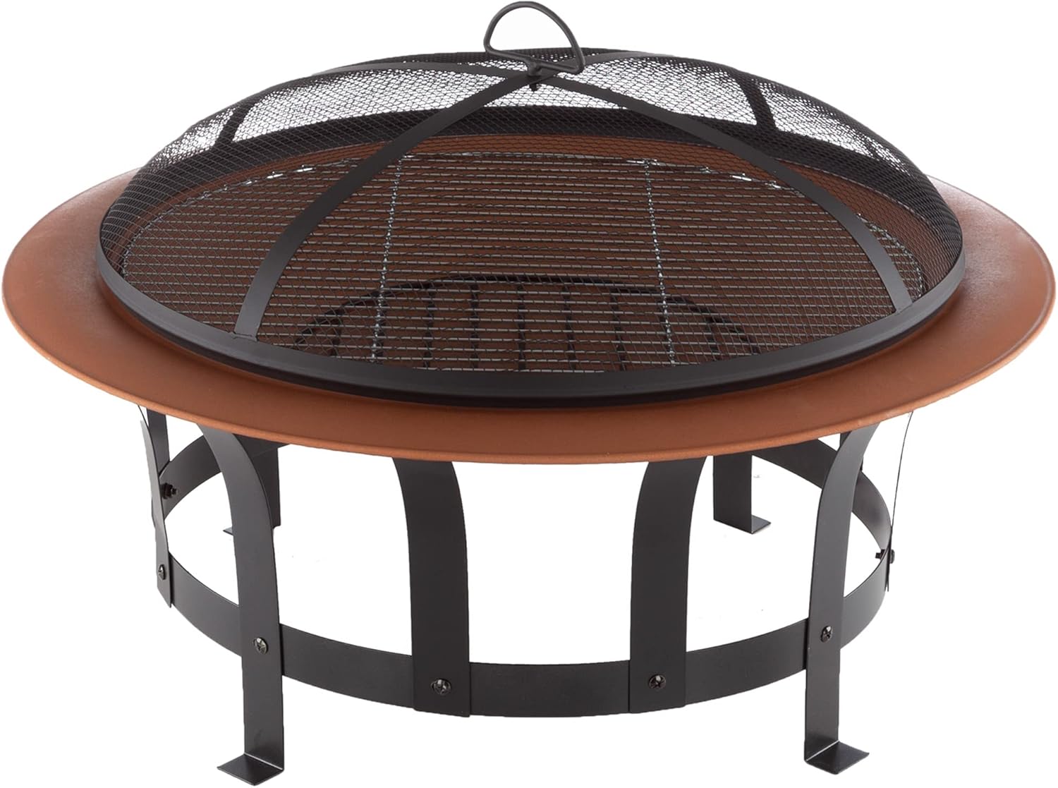 Pure Garden 50-LG1200 27.5&rdquo; Outdoor Fire Pit-Raised Steel Bowl for Above Ground Wood Burning-Side Handles & Storage Cover-for Patios, Backyards & Camping, Black