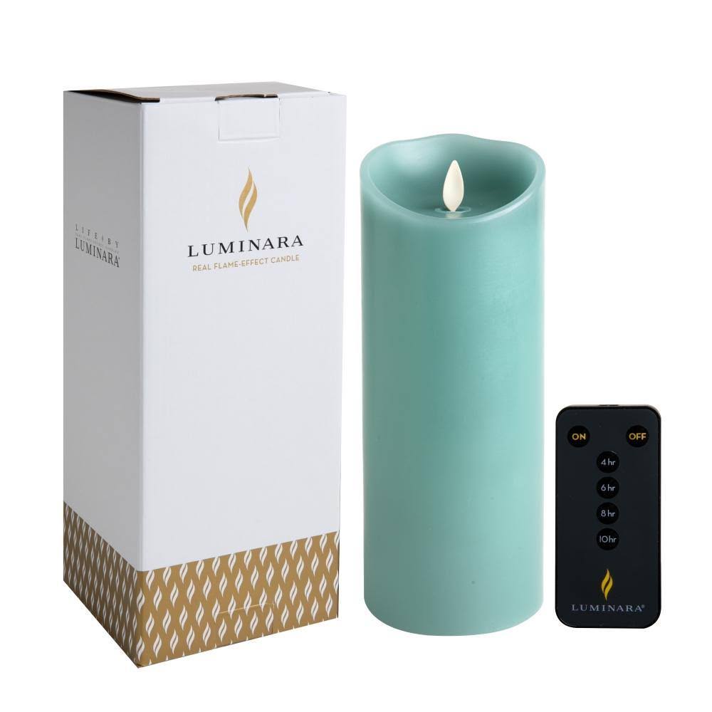 4x22 Luminara Sea Glass Flameless Pillar Wax Candle
