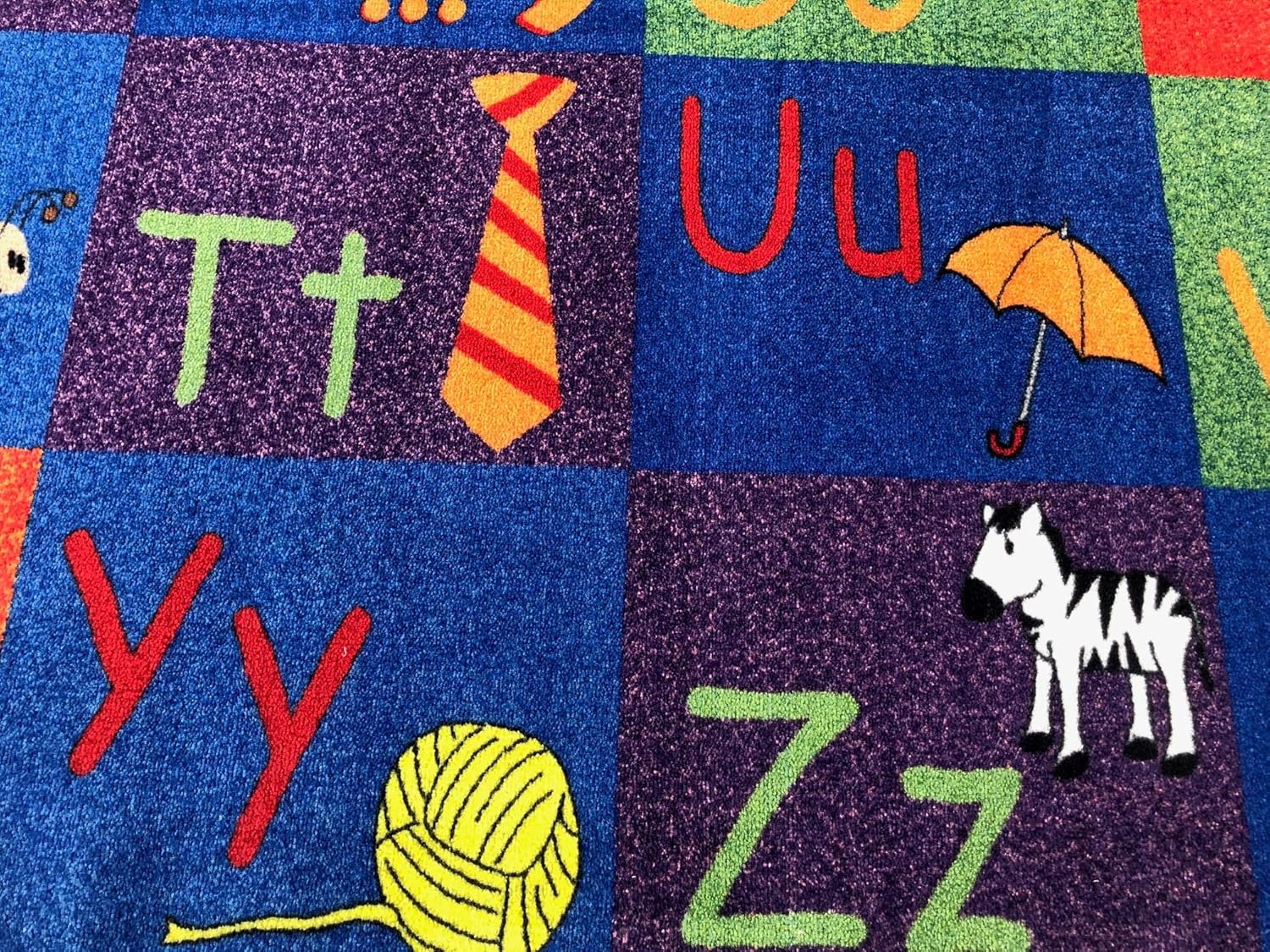 Kid Carpet All in A Row Letter Classroom Rug, 7'6" x 12' Rectangle