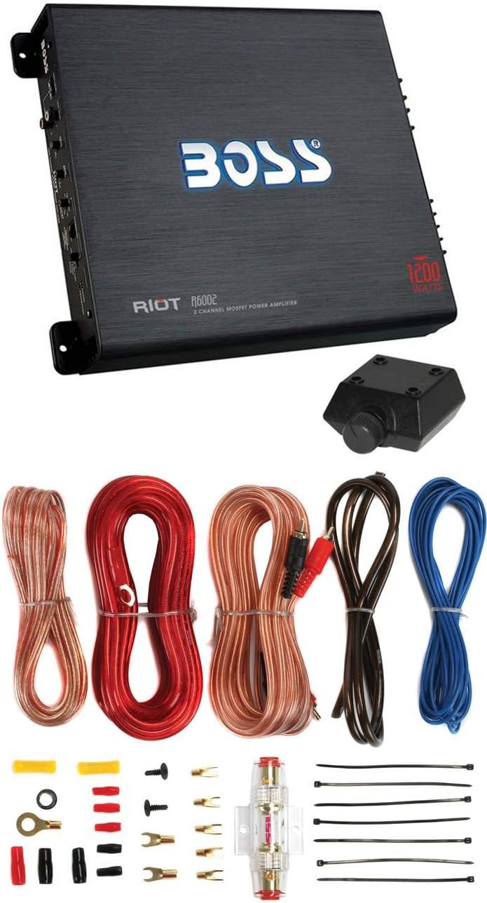 BOSS R6002 1200W 2-Channel Car Audio Amplifier, Remote and 8 Gauge Amp Kit Install