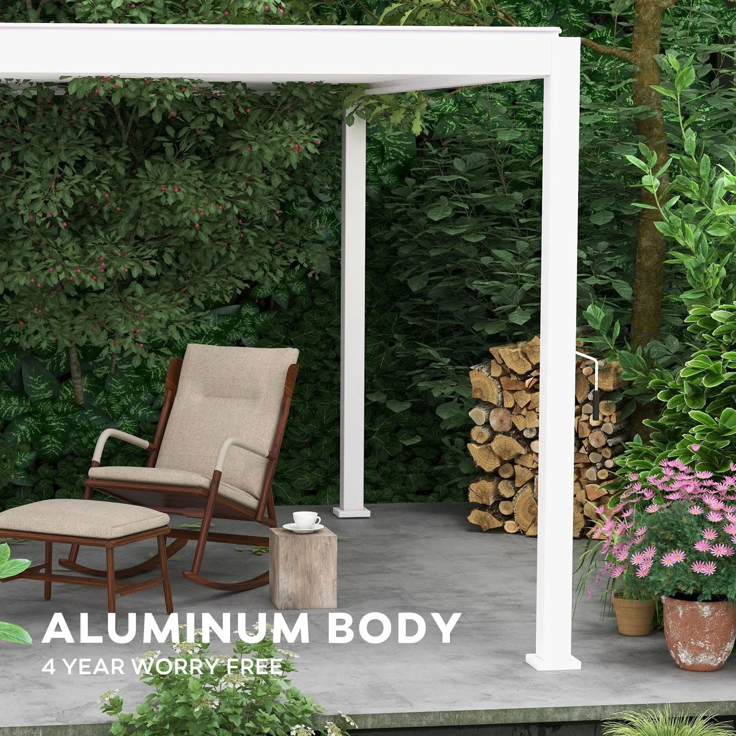 MIRADOR 111S Louvered Pergola 10' x 10' Outdoor Pergola Aluminum Gazebo w/ Adjustable Roof,White