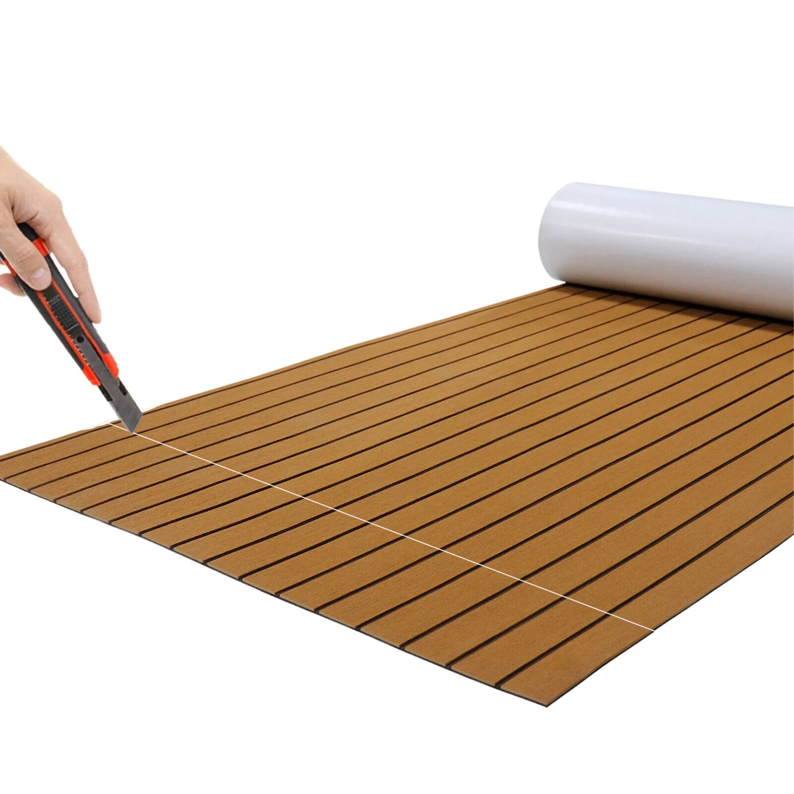 Boat Decking EVA Teak Decking Sheet, Faux Teak Decking Mat for Boat Yacht Marine Brown