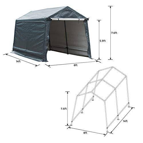Abba Patio Storage Shelter 8 x 14- Feet Outdoor Shed Heavy Duty Canopy, Grey