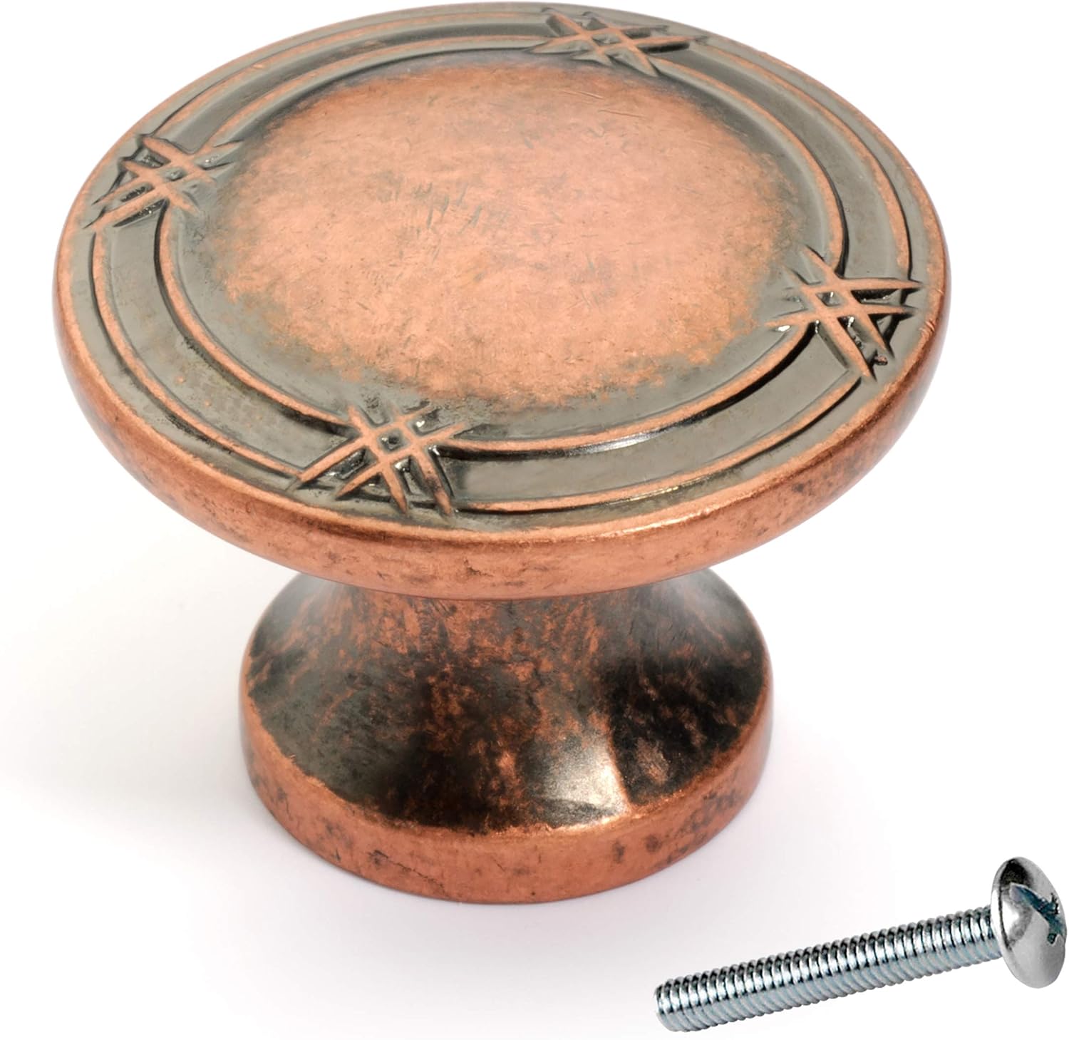 Dynasty Hardware K-4001-AC-25PK Ribbon and Reed Cabinet Hardware Knob, Antique Copper, 25-Pack