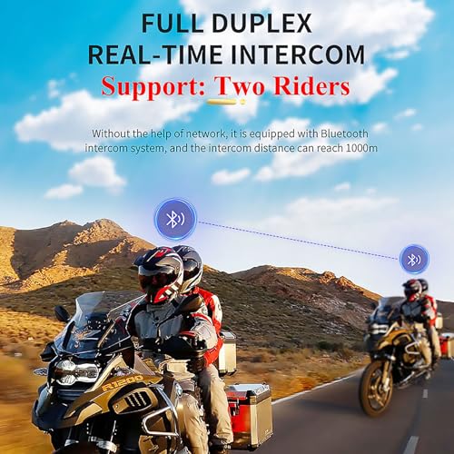 1Storm Motorcycle Full Face Dual Visor Helmet Bundle with Spoiler and Motorcycle Bluetooth Headset: HJK316 Matt Black