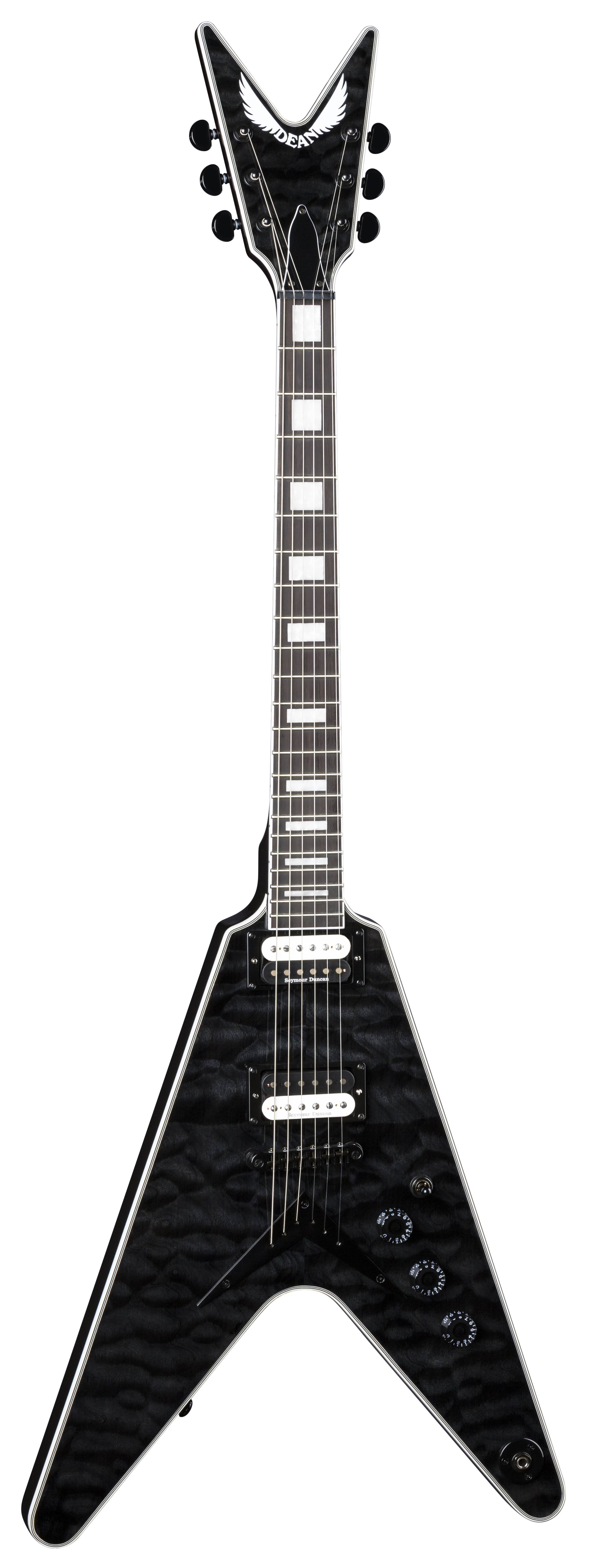 Dean V Select Quilt Top Electric Guitar Trans Black