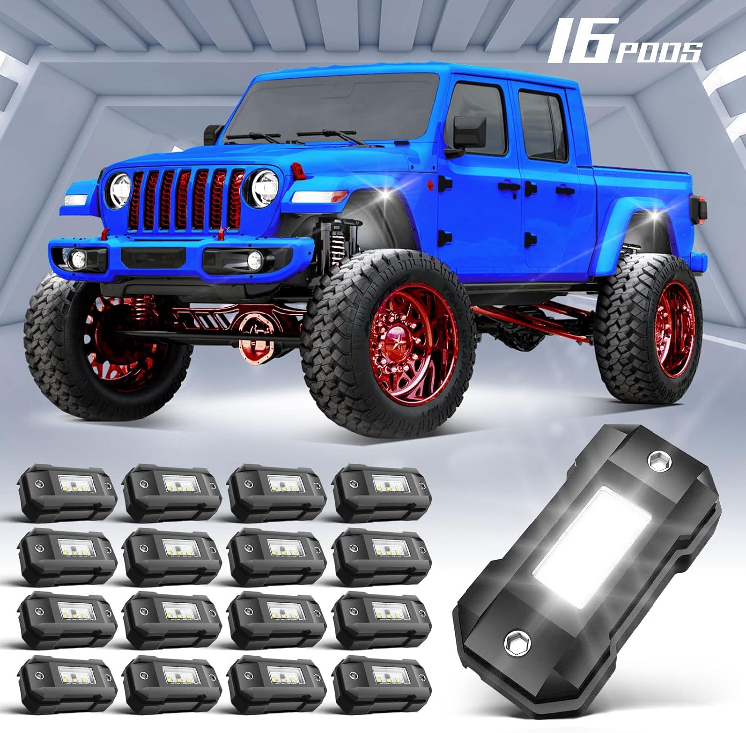 Gottow LED Rock Lights White 30 pods for Car Truck SUV Offroad Boat Trail Rig Lamp Super Bright Pure White Waterproof LED Underglow Light for ATV UTV