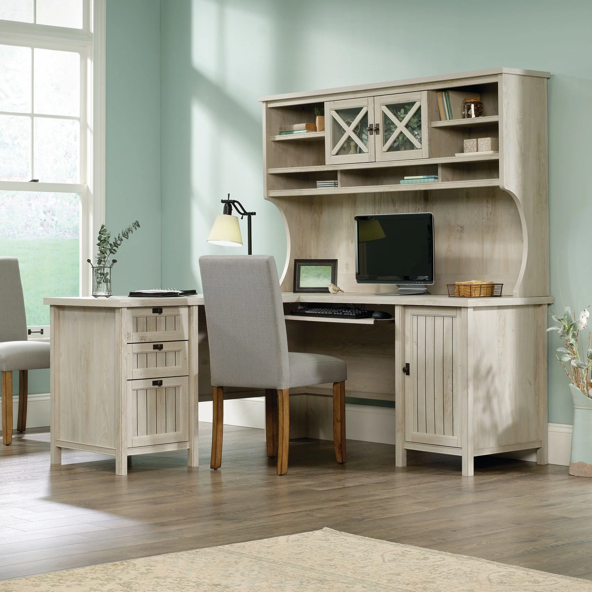 Sauder Costa Hutch, Chalked Chestnut Finish