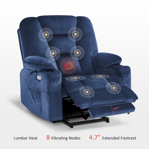 MCombo Small Power Lift Recliner Chair with Massage and Heat for Petite People, Cup Holders, USB Ports, Side Pockets, Fabric 7569 (Small-Regular, Brown)