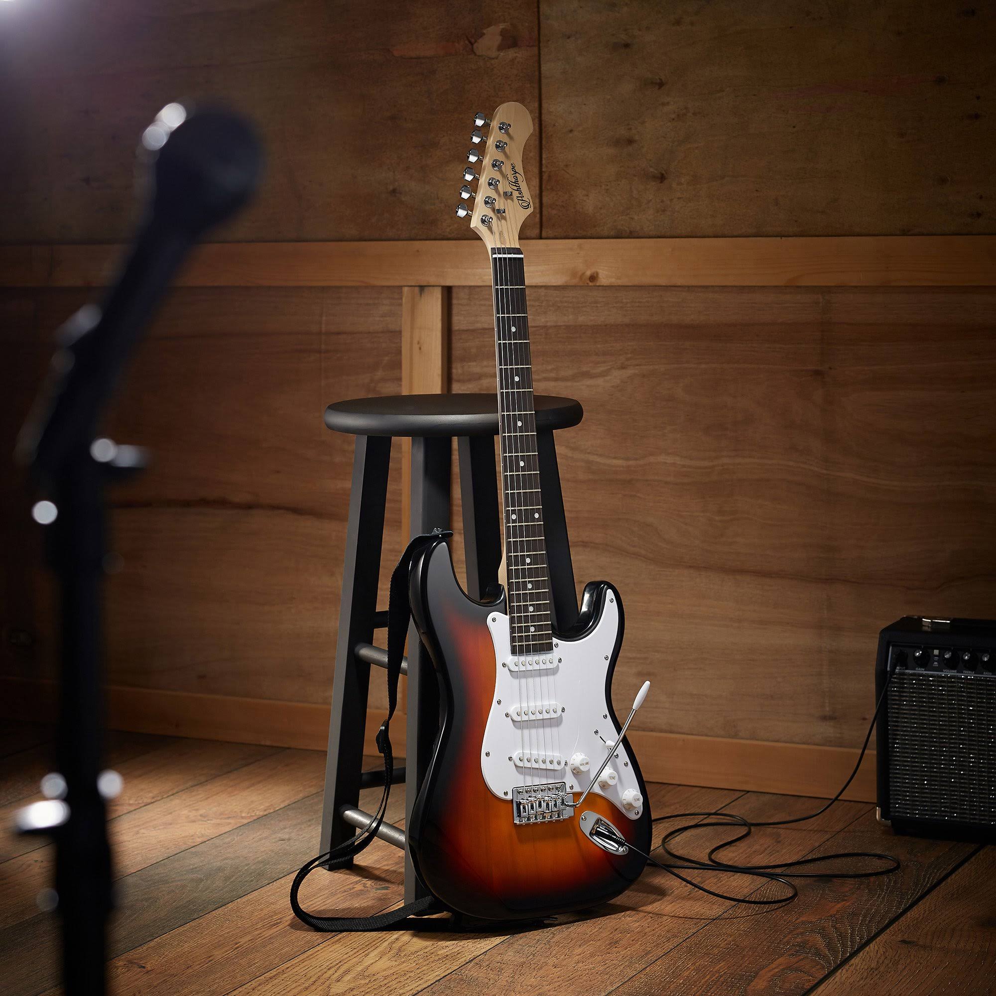 39-Inch Electric Guitar Bundle Sunburst-White