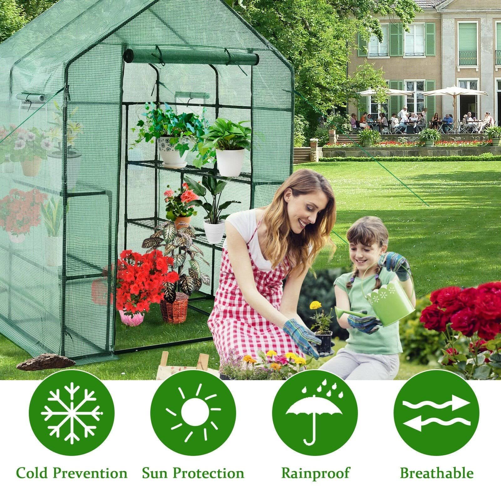 Walk-In Greenhouse 56x22 x 56x22 x 77x22 Gardening with Observation Windows