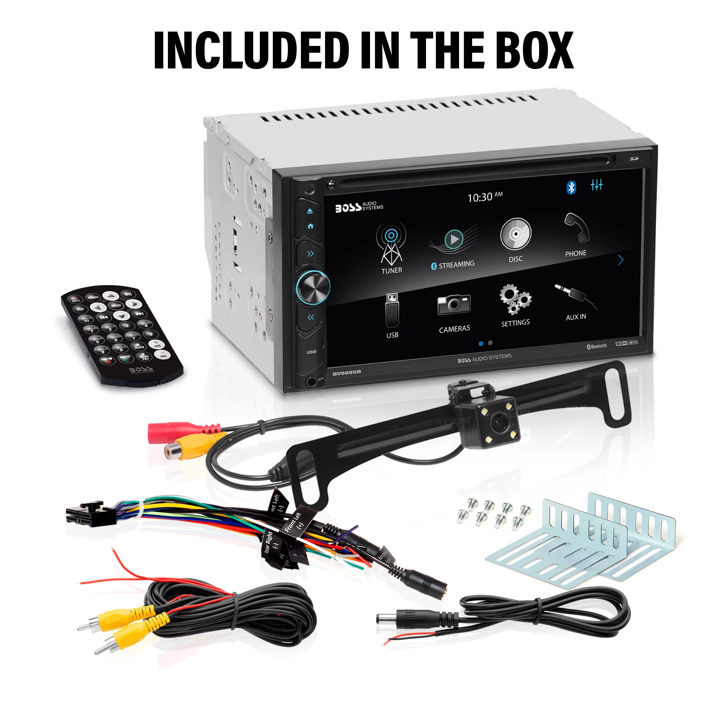 BOSS Audio Systems BVB9695RC Car Audio Stereo System - 6.95 Inch Double Din, Touchscreen, Bluetooth Audio and Calling Head Unit, SD, CD Player, A-Link (Screen Mirroring), Radio Receiver, Backup Camera