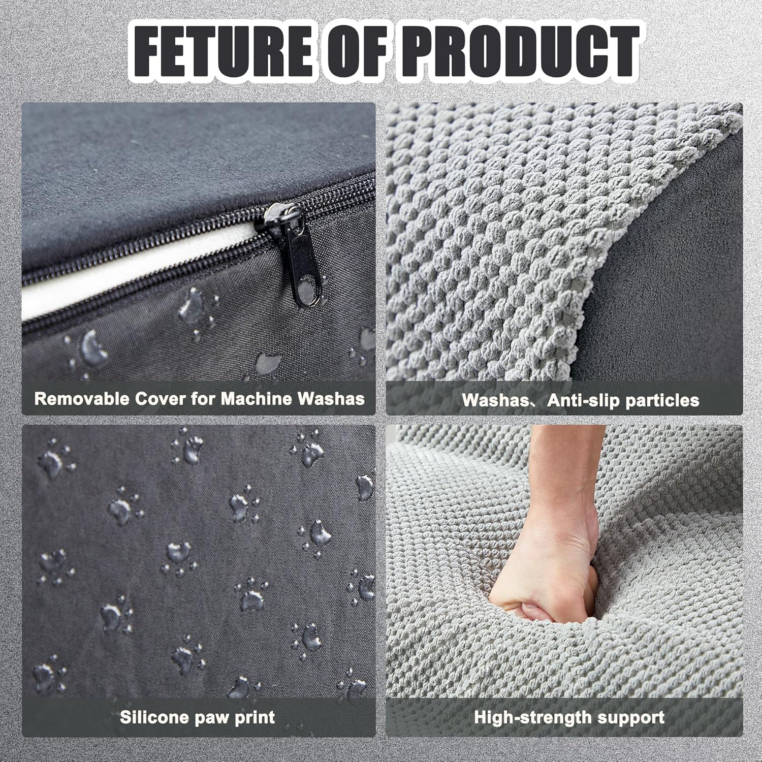 MALOROY Foam Dog Ramps, Dog Stairs Ladder Pet Ramp Stairs Non-Slip Pet Step for Older Dogs, Pet with Joint Pain, Sofa Bed Ladder for Cats (Grey)