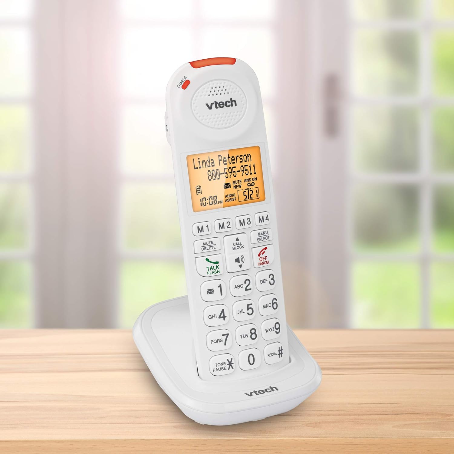 VTech SN5147 Amplified Corded/Cordless Senior Phone with Answering Machine, Call Blocking, 90dB Extra-loud Visual Ringer, One-touch Audio Assist on Handset up to 50dB, Big Buttons and Large Display