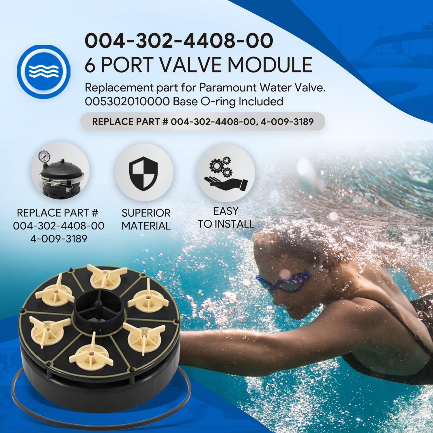Replacement for Paramount 004-302-4408-00 6 Port Module Water Valve with Valve Shell Oring, 004302440800